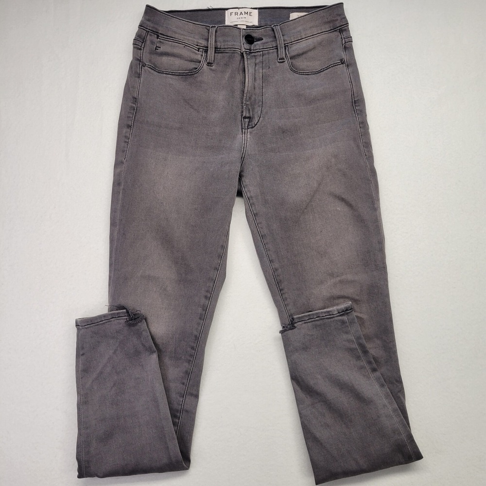 FRAME Denim Le High Skinny Gray High Rise Raw Hem Jeans‎ Size 25
